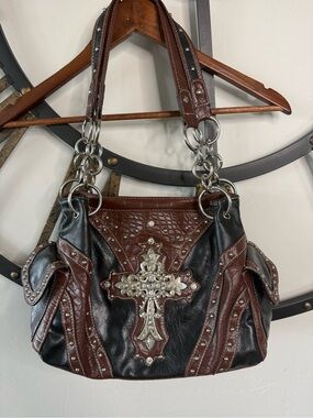 Vintage Y2K Western Rhinestone Cross Shoulder Bag